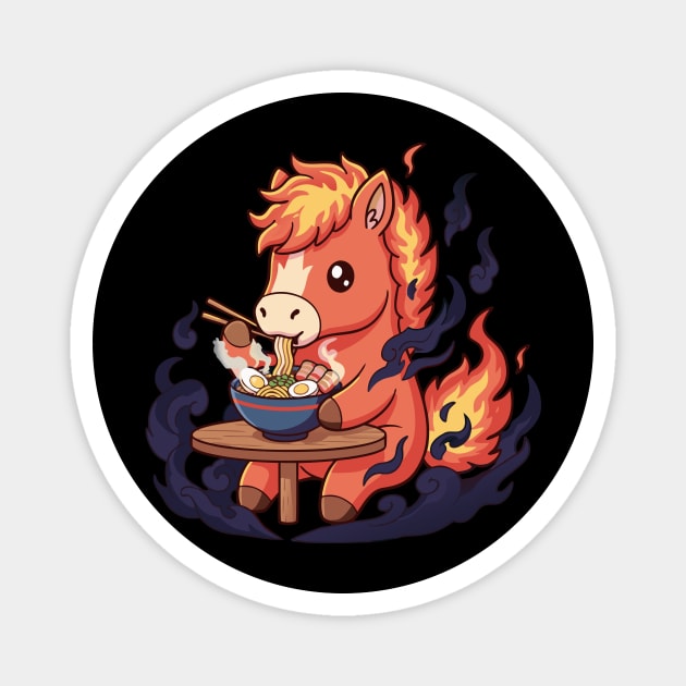 Horse Eating Ramen Magnet by CreativeSage